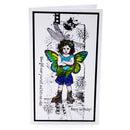 Greeting card with a fairy design and text on a white background