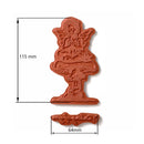 Terracotta decorative item with measurements on a white background