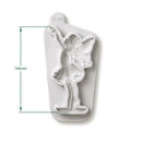 Metallic fairy mold with dimensions on a white background