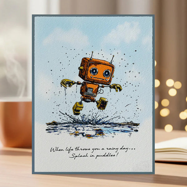 Andy Skinner Pre-Cut Rubber Stamp Set - Bot-ology Rainy Day