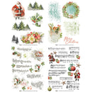 Collection of Christmas-themed illustrations and sheet music on a white background