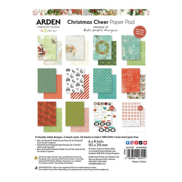 Arden Creative Studio Christmas Cheer Paper Pad packaging with various festive designs.