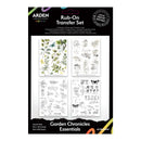 Rub-On Transfer Set packaging with garden-themed designs on a white background