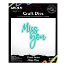 Packaging of Arden Craft Dies with 'Miss You' text on a white background
