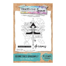 Geometric dragonfly stamp set by Lou Collins on a textured background