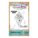Geometrics Floral clear stamp set by Lou Collins on a textured background