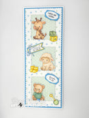 Decorative card with cartoon animals and text on a light gray background