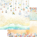 Collage of ocean-themed decorative elements with fish, anchors, and flowers.