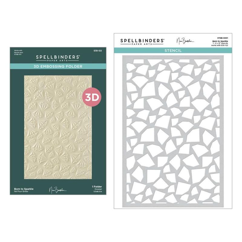 Spellbinders 3D Embossing Folder & Stencil By Nina Boettcher Bougie Birthday Born To Sparkle