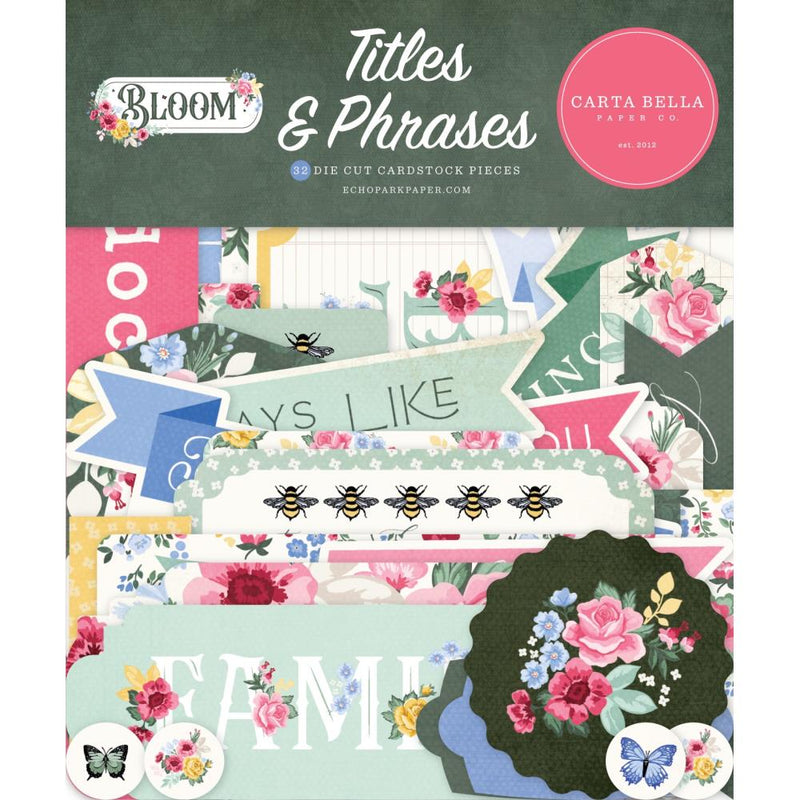 Carta Bella Cardstock Ephemera 33/Pkg Titles & Phrases, Bloom*