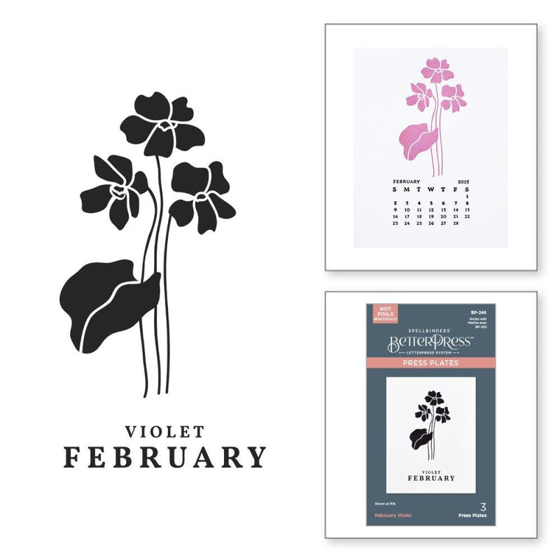 Spellbinders Press Plates From Florals Through The Year February Violet*