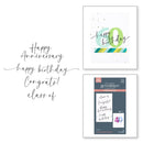 Spellbinders Press Plates From The Colour Mix Celebrations Sweeping Celebration Sentiments