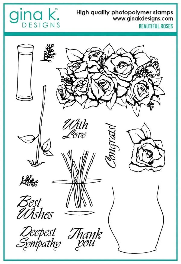 Gina K Designs Stamp & Die Set - Beautiful Roses