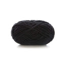 Black skein of yarn on a white background