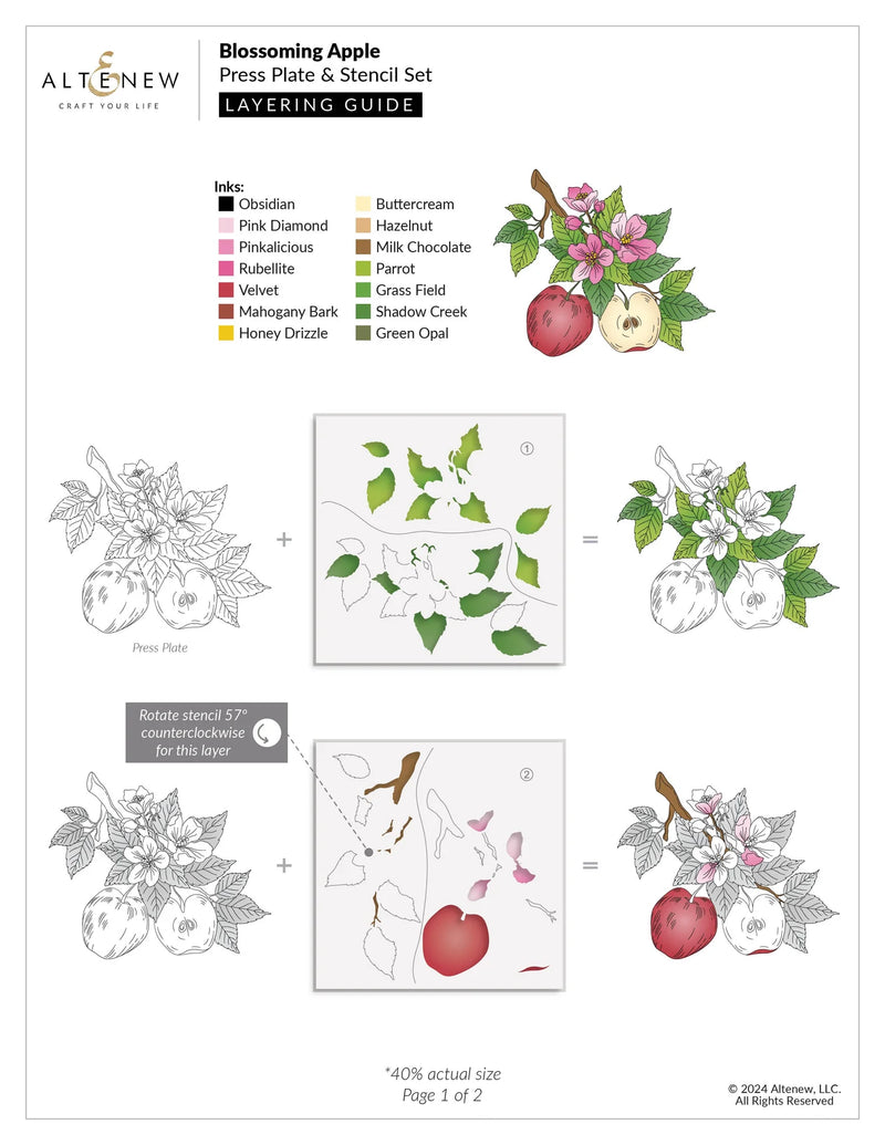 Altenew Blossoming Apple Simple Colouring Stencil Set