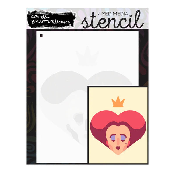 Brutus Monroe A2 Layering Stencil - Queen of Hearts