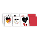 Set of greeting cards with various designs on a white background