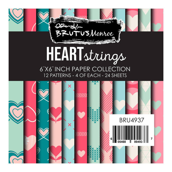 Packaging of Brutus Monroe Heart Strings paper collection with heart-themed designs.