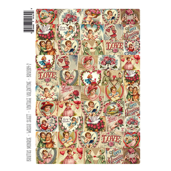 Vintage-style Valentine's Day card with illustrations and text on a white background