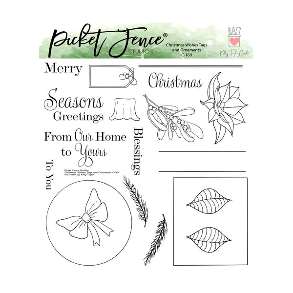 Picket Fence Studios Clear Stamp Set - Christmas Wishes Tags and Ornaments