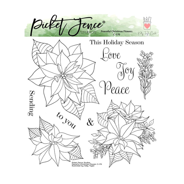 Picket Fence Studios Clear Stamp Set - Peaceful Christmas Flowers