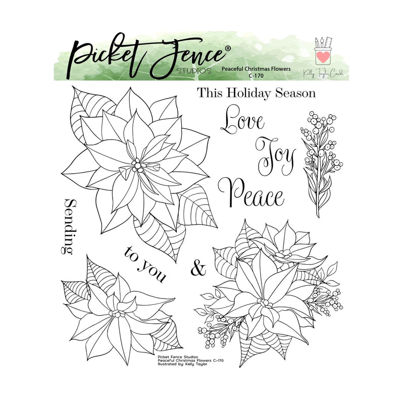 Picket Fence Studios Clear Stamp Set - Peaceful Christmas Flowers