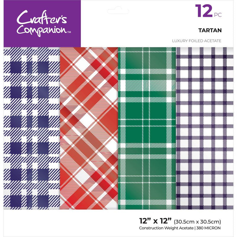 Crafter's Companion Luxury Foiled Acetate Pack 12"X12" Tartan*