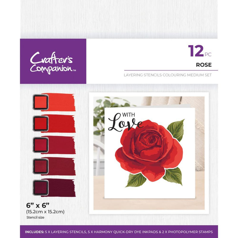 Crafter's Companion Layering Stencils Colouring Medium Set Rose