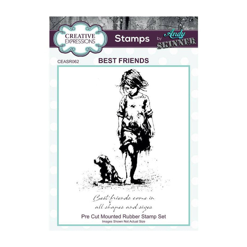 Creative Expressions 3.5"x 5.25" Pre-Cut Rubber Stamp By Andy Skinner - Best Friends