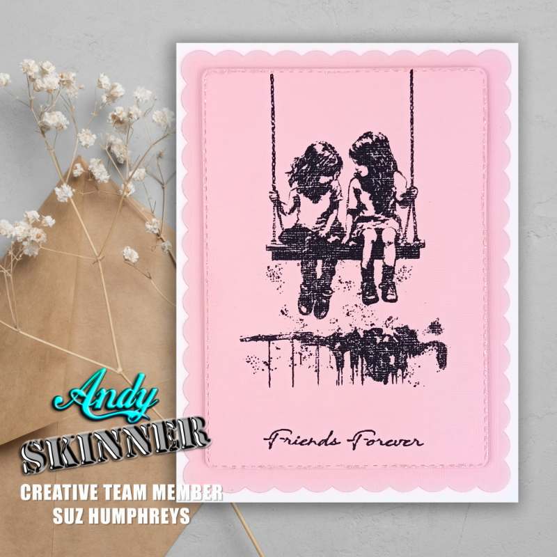 Creative Expressions 3.5"x 5.25" Pre-Cut Rubber Stamp By Andy Skinner - Friends Forever