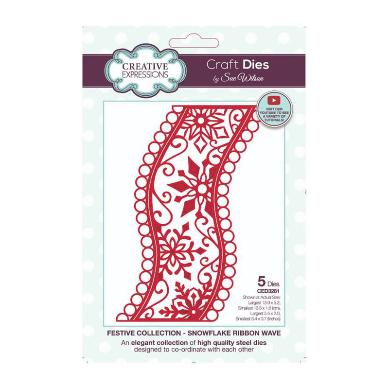 Creative Expressions Craft Dies By Sue Wilson - Festive Collection - Snowflake Ribbon Wave