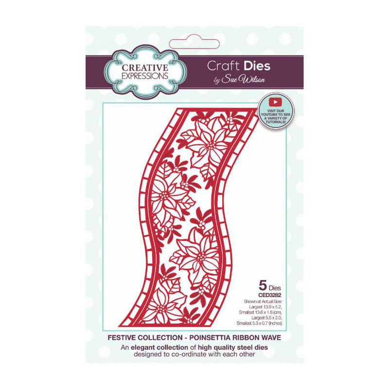 Creative Expressions Craft Dies By Sue Wilson - Festive Collection - Poinsettia Ribbon Wave