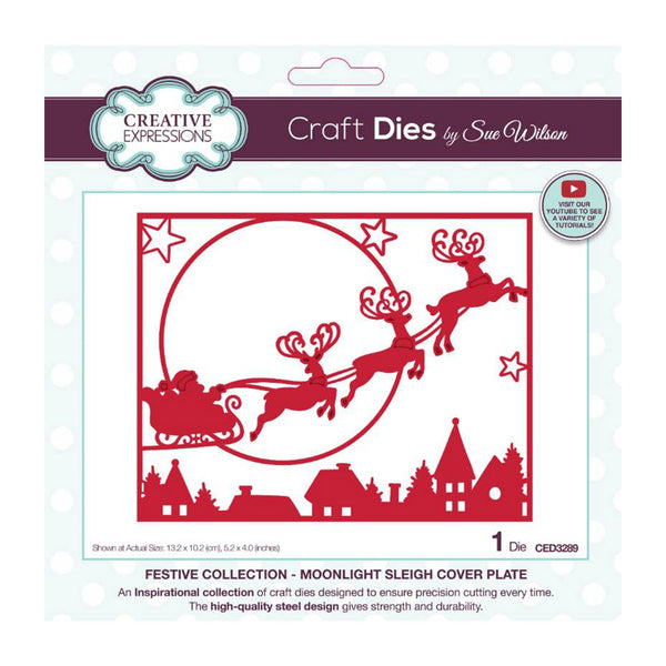 Creative Expressions Craft Dies By Sue Wilson - Festive Collection - Moonlight Sleigh Cover Plate