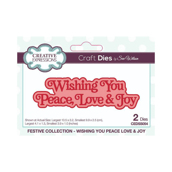 Creative Expressions Craft Dies By Sue Wilson - Festive Collection - Wishing You Peace Love & Joy