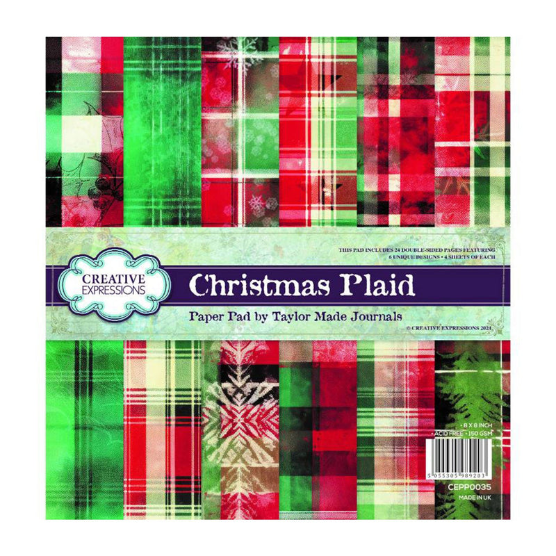 Creative Expressions Taylor Made Journals Double-Sided Paper Pad 8"x 8" - Christmas Plaid