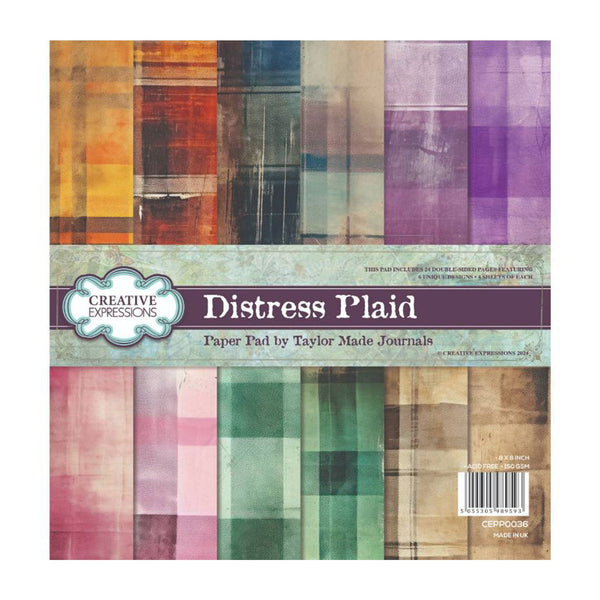 Creative Expressions Taylor Made Journals Double-Sided Paper Pad 8"x 8" - Distress Plaid