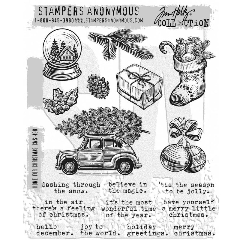 Tim Holtz Cling Stamps 7"X8.5" - Home For Christmas