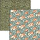 Two floral patterned papers with one featuring a geometric design.