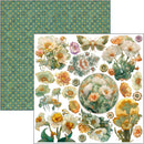 Sheet of floral stickers with a green patterned border