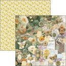 Double-sided paper with floral and nature-themed design on one side and gold patterned design on the other.