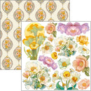 Set of floral stickers with pastel colors on a white background
