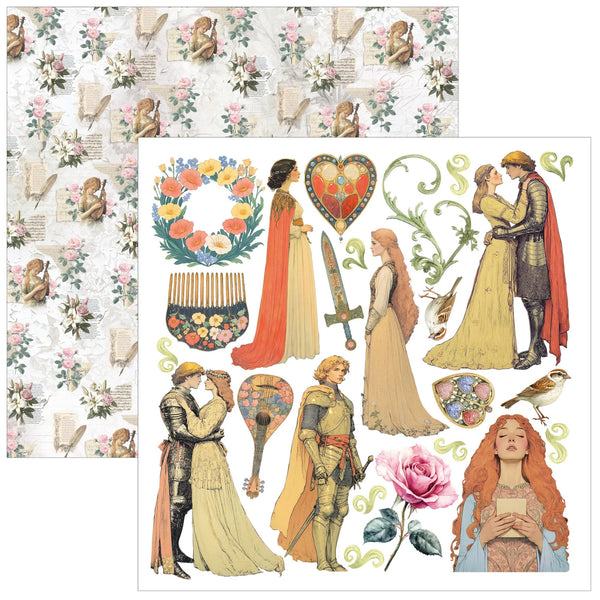 Set of illustrated characters and decorative elements on a white background