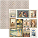 Collection of vintage-style illustrations and patterns on a white background