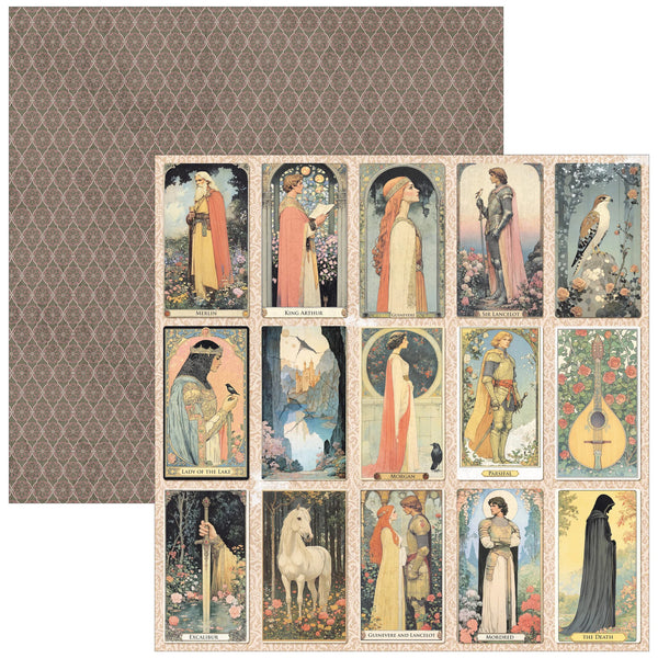 Collection of vintage-style tarot cards with intricate designs on a textured brown background.