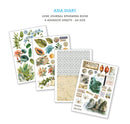 Set of four adhesive sheets from an 'Asia Diary' junk journal ephemera book on a white background.