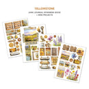 Collection of Yellowstone-themed scrapbooking elements on a white background