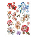 Collection of colorful floral stickers on a white background