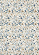 Floral pattern with blue and beige flowers on a light background