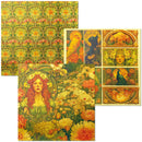 Set of decorative paper products with floral and nature-themed designs.