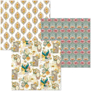 Set of floral and decorative paper patterns on a white background